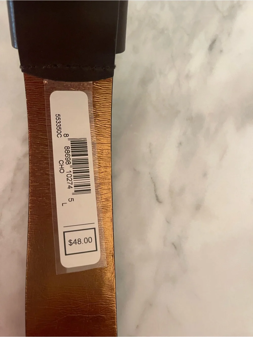 Michael Kors Dark Brown Leather Belt with Gold Charm Buckle